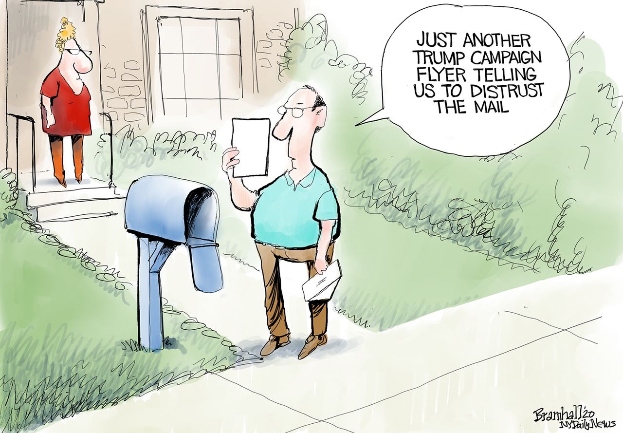 Political Cartoon U.S. Trump USPS 2020 election