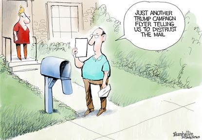 Political Cartoon U.S. Trump USPS 2020 election