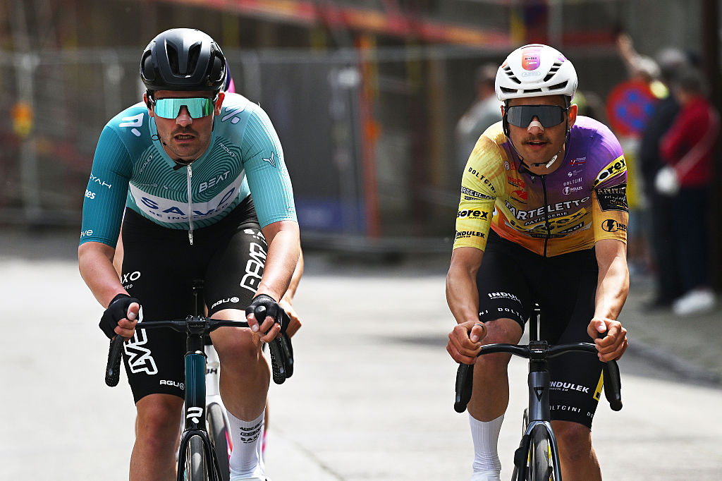 Bram Dissel of Netherlands and Team BEAT CC p/b Saxo and Jonah Killy of United States and Team Tarteletto - Isorex compete during the 65th De Brabantse Pijl.