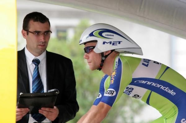 Brian Vandborg (Liquigas) readies himself for his 40.5km ride.