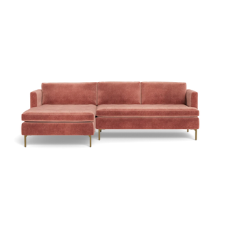 dusty rose colored sectional sofa