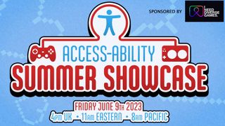 The main promo image for Access-Ability Summer Showcase. Text reads: "Friday June 9th 2023, 4p, UK, 11am Eastern Time, 8am Pacific time"