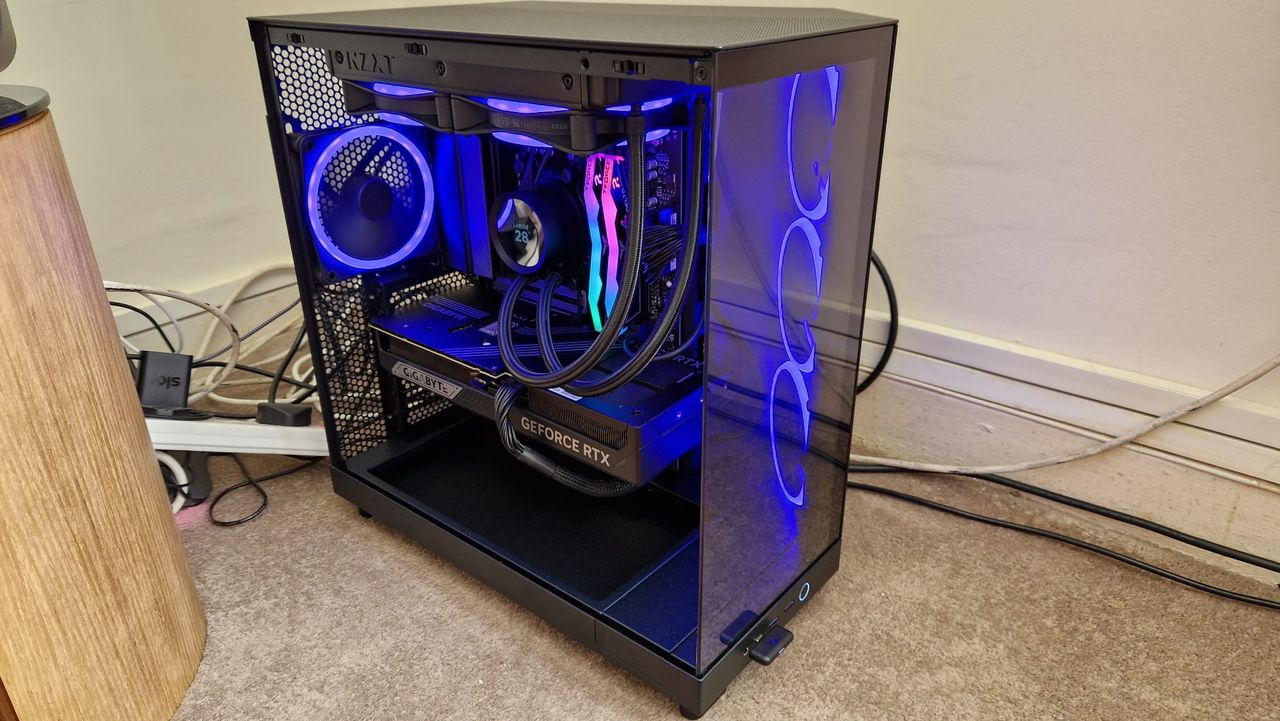 The NZXT Player Three RTX 5080 Edition with its side panel off