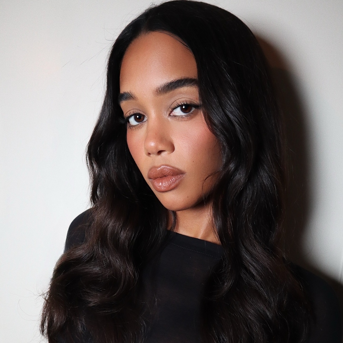 Glowy blush on Laura Harrier by Hung Vanngo