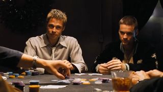 Brad Pitt oversees a poker game with TV celebrities in Ocean's Eleven