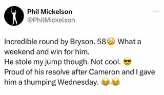 A tweet by Phil Mickelson