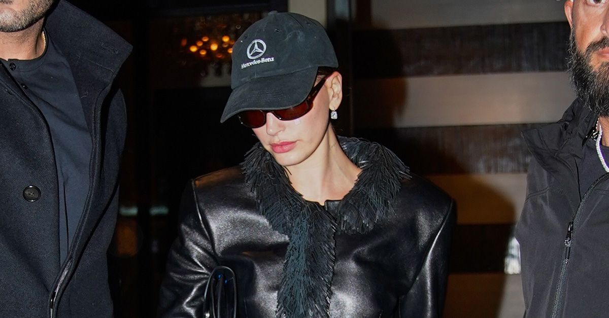 Hailey Wore a Leather-Jacket Trend With French-Girl Jeans