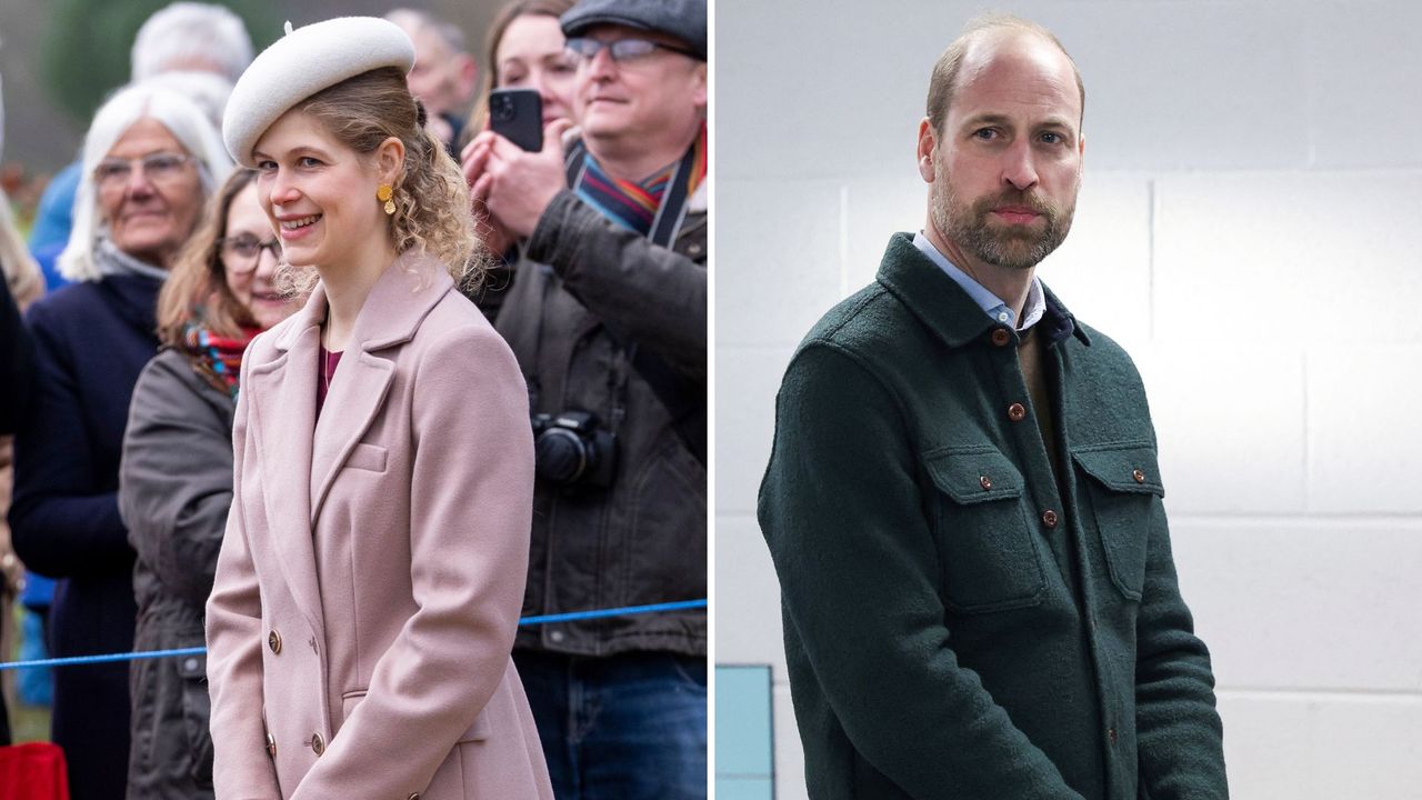 Composite of a picture of Lady Louise Windsor on Christmas Day 2024 and Prince William visiting Tiber Young People&#039;s Steering Group