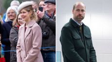 Composite of a picture of Lady Louise Windsor on Christmas Day 2024 and Prince William visiting Tiber Young People's Steering Group