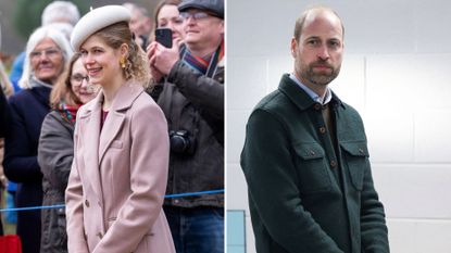 Composite of a picture of Lady Louise Windsor on Christmas Day 2024 and Prince William visiting Tiber Young People's Steering Group