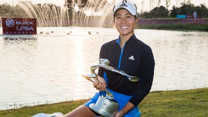 Danielle Kang with the trophy after winning the 2019 Buick LPGA Shanghai