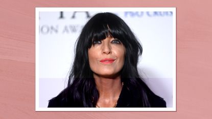 Claudia Winkleman pictured with shiny hair and a full fringe during the 2023 BAFTA Television Awards with P&O Cruises at The Royal Festival Hall on May 14, 2023 in London, England. 
