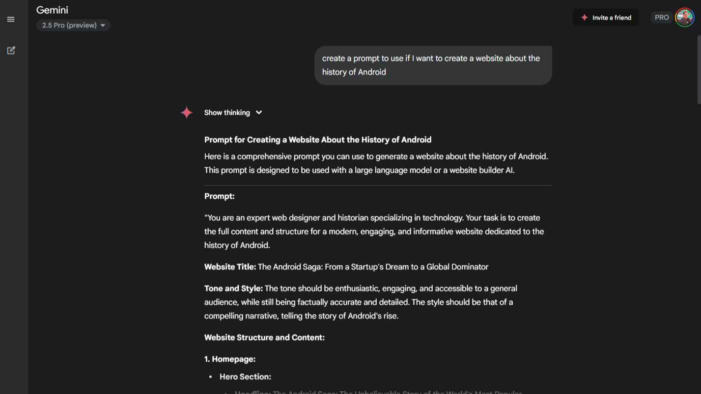 Using Gemini to create a better prompt