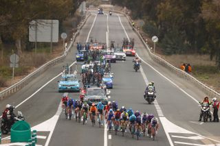 The break was spread across the road at the 2023 Vuelta a Andalucia Ruta Ciclista Del Sol