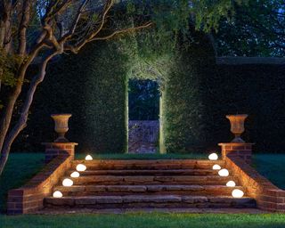 outdoor stairs with solar powered lighting