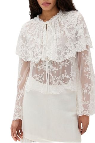 Sea Marja Embroidery Capelet Blouse