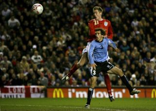 Crouch scored the first of his 22 England goals in a friendly win over Uruguay in March 2006