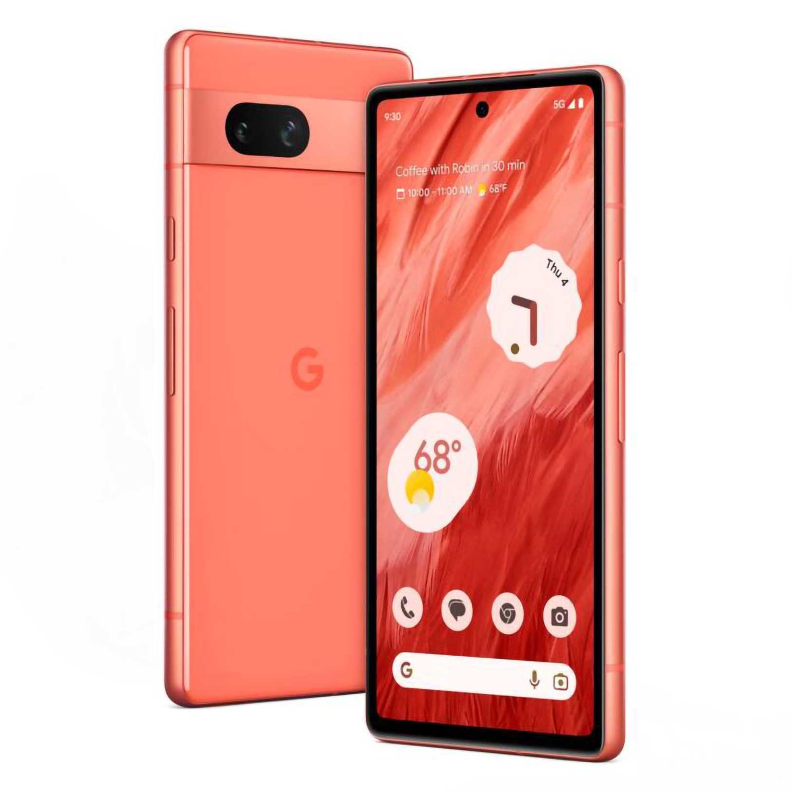 Render oficial do Pixel 7a em Coral