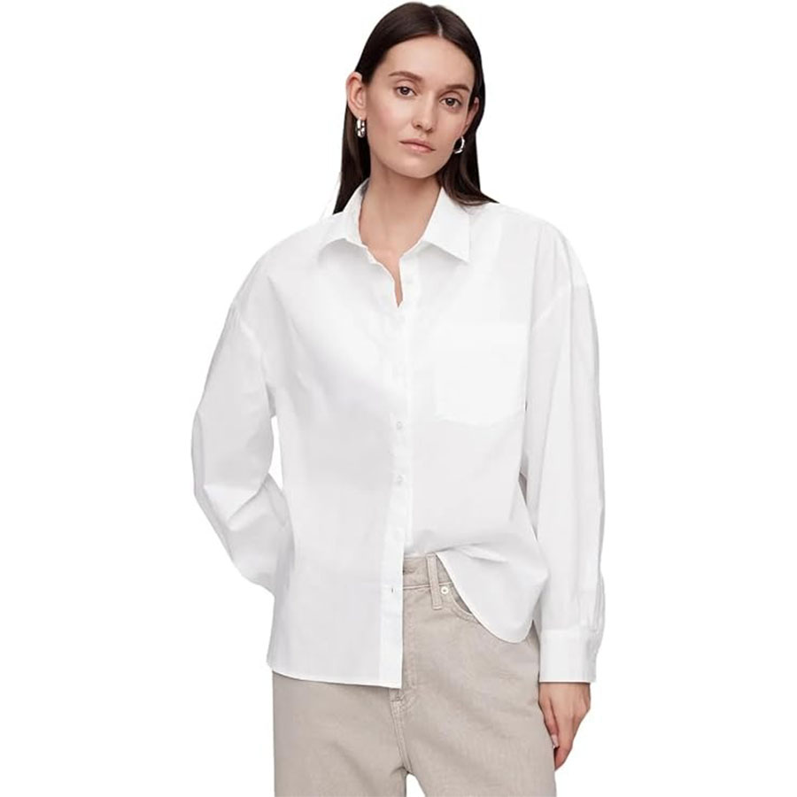 Gap Womens Poplin Big Shirt Optic White 1 L