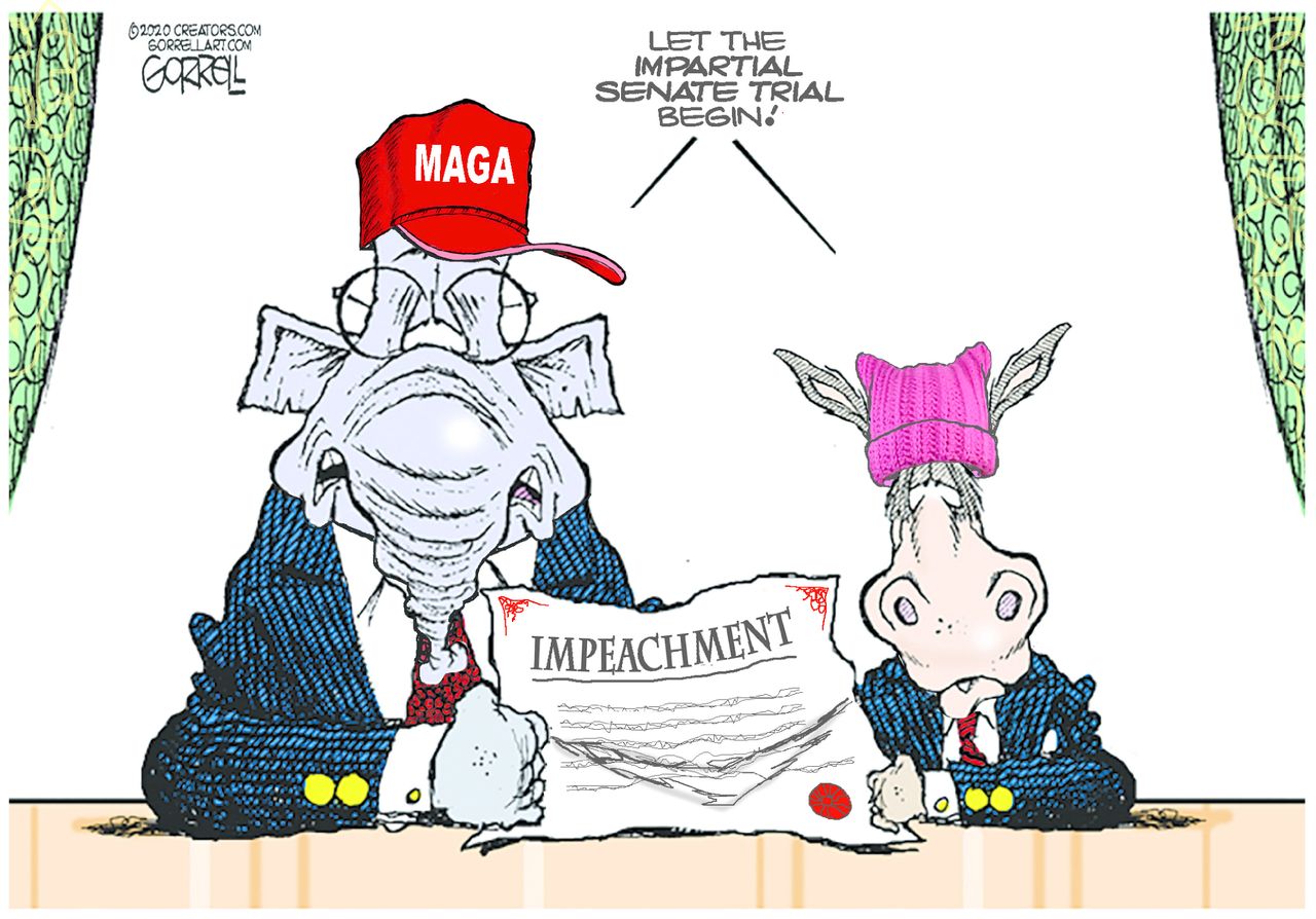 Political Cartoon U.S. Trump impeachment trial democrats GOP&amp;amp;nbsp;