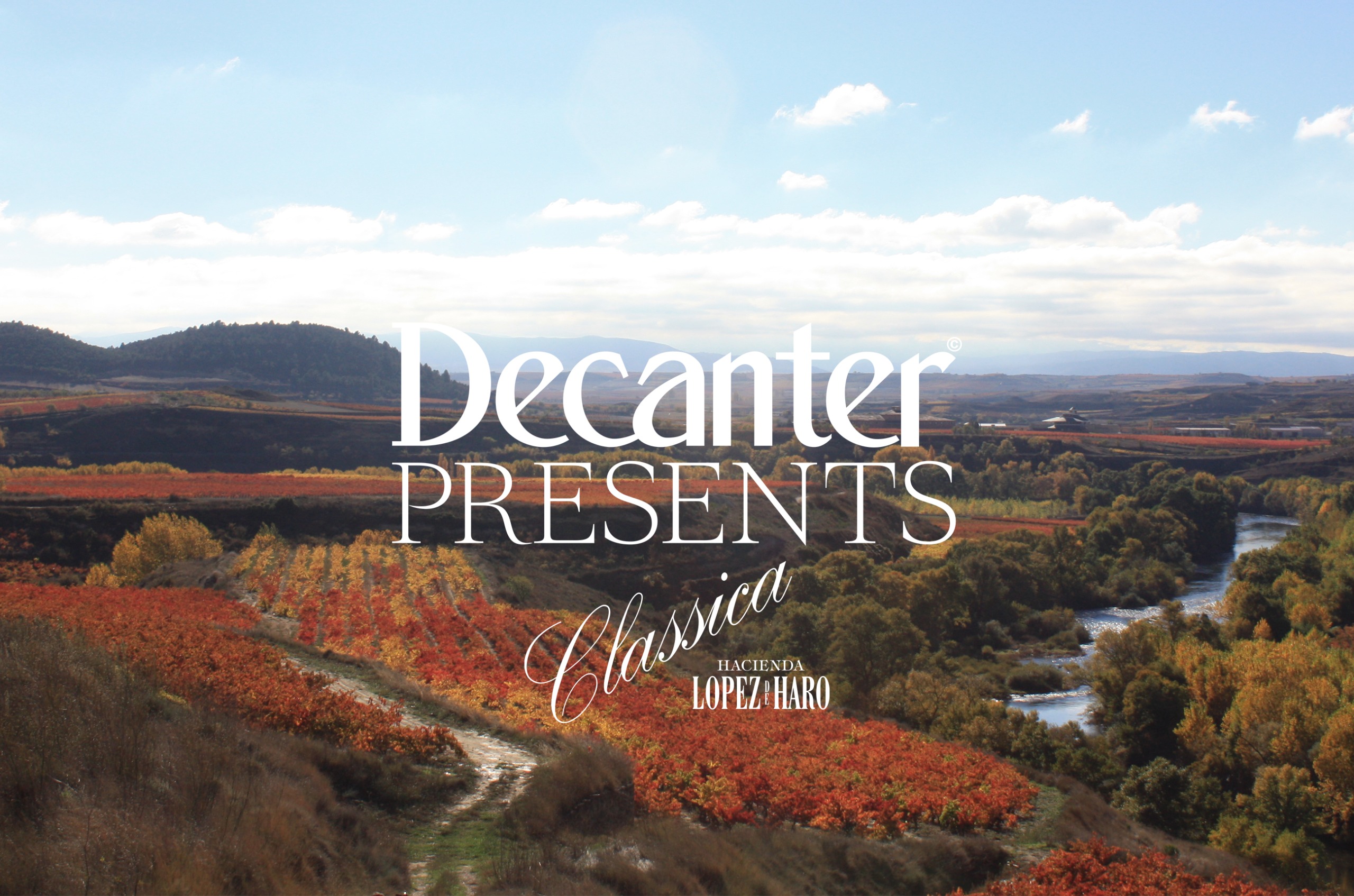 Rioja landscape with 'Decanter Presents Classica Hacienda López de Haro'