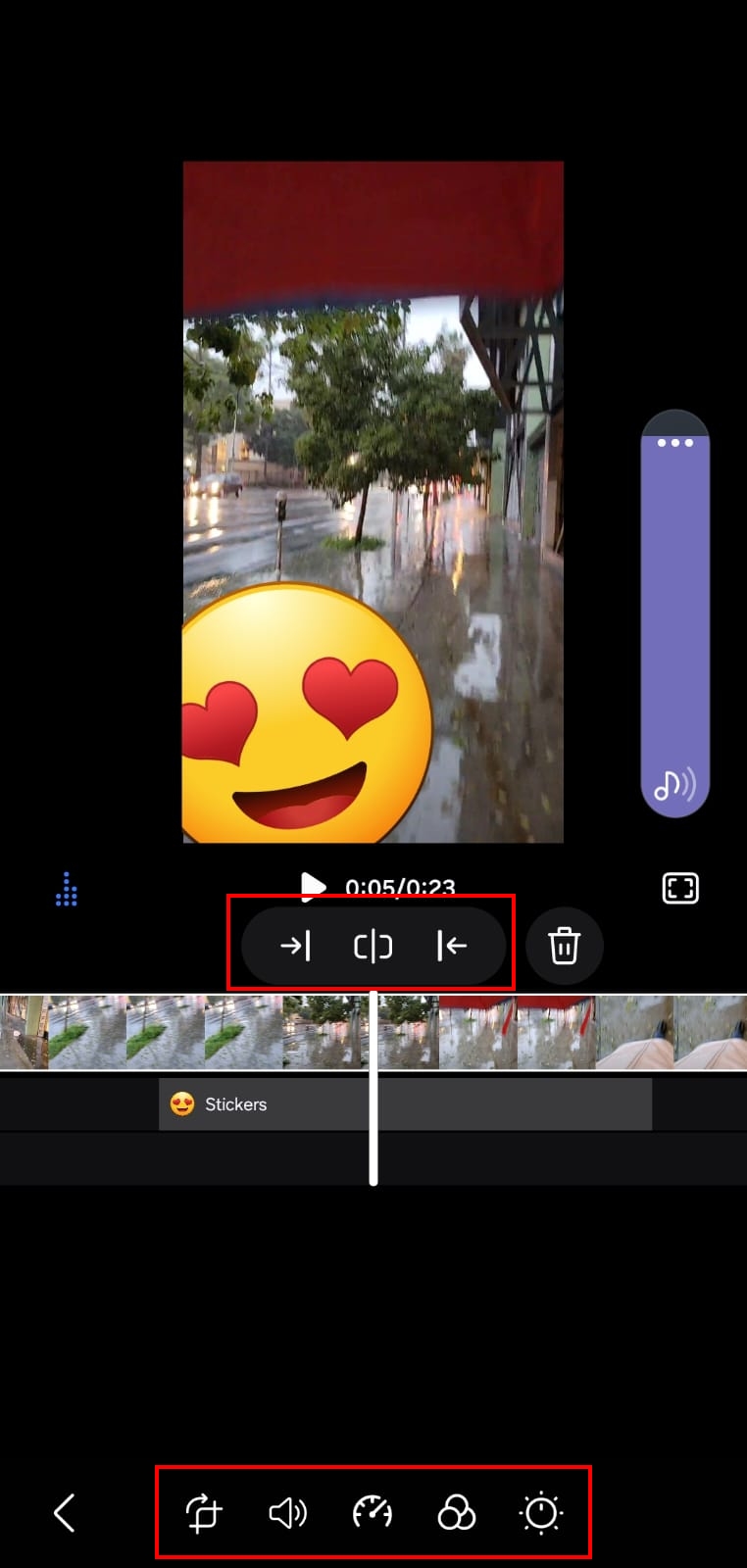 Découper des vidéos dans l'application Samsung Studio