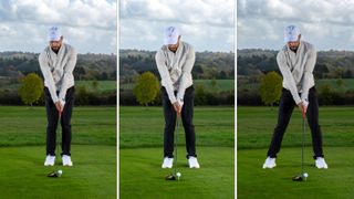 PGA pro Trey Niven demonstrating the proper ball position for a driver
