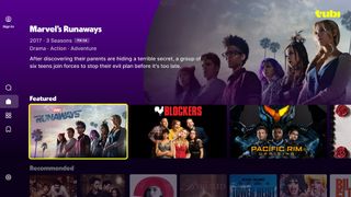 The Tubi home screen with tiles of movies and shows