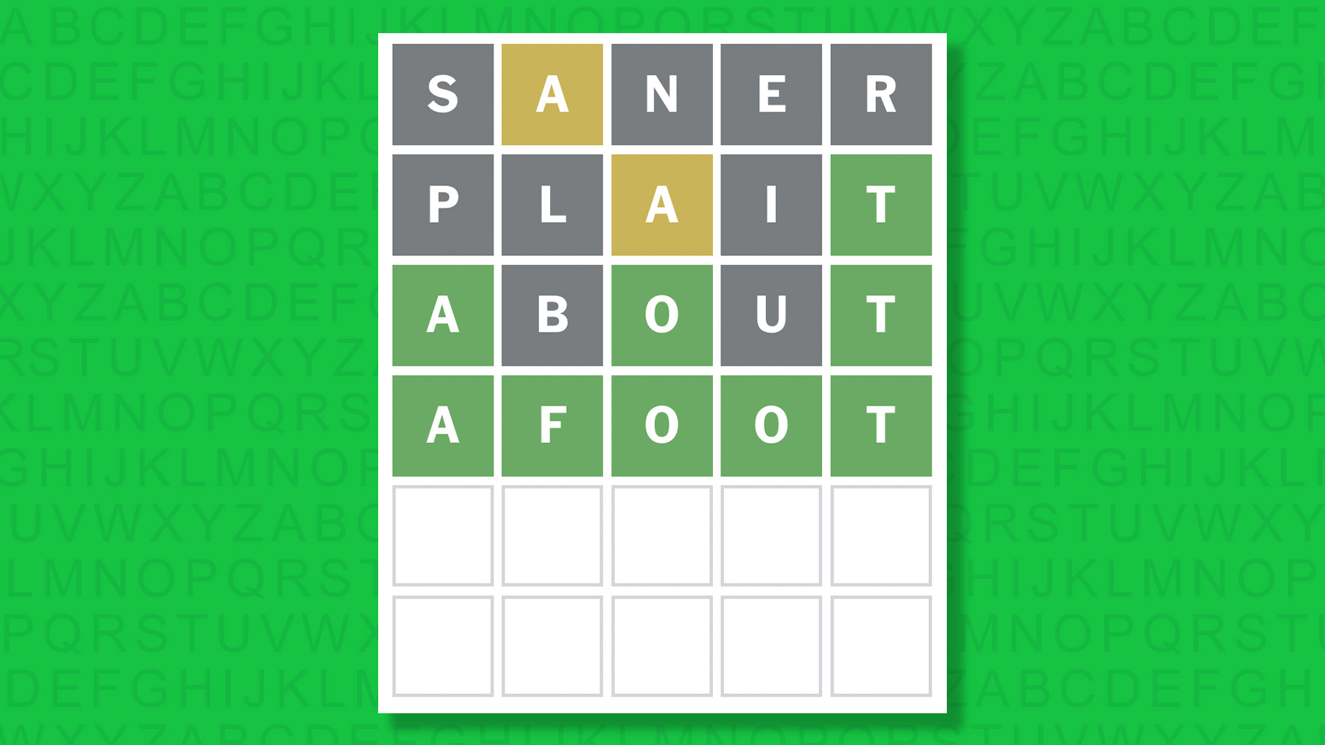 NYT Wordle answer for game 1743 on a green background