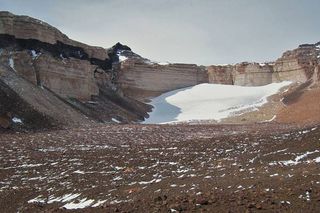 Antarctica's University Valley, where later this month NASA's IceBite team will field-test Honeybee Robotics' rotary-percussion drill, boring a meter deep into the subsurface ice.
