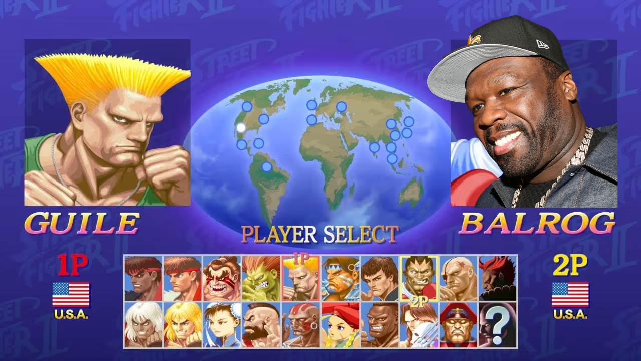 50 Cent added to the Street Fighter character select screen