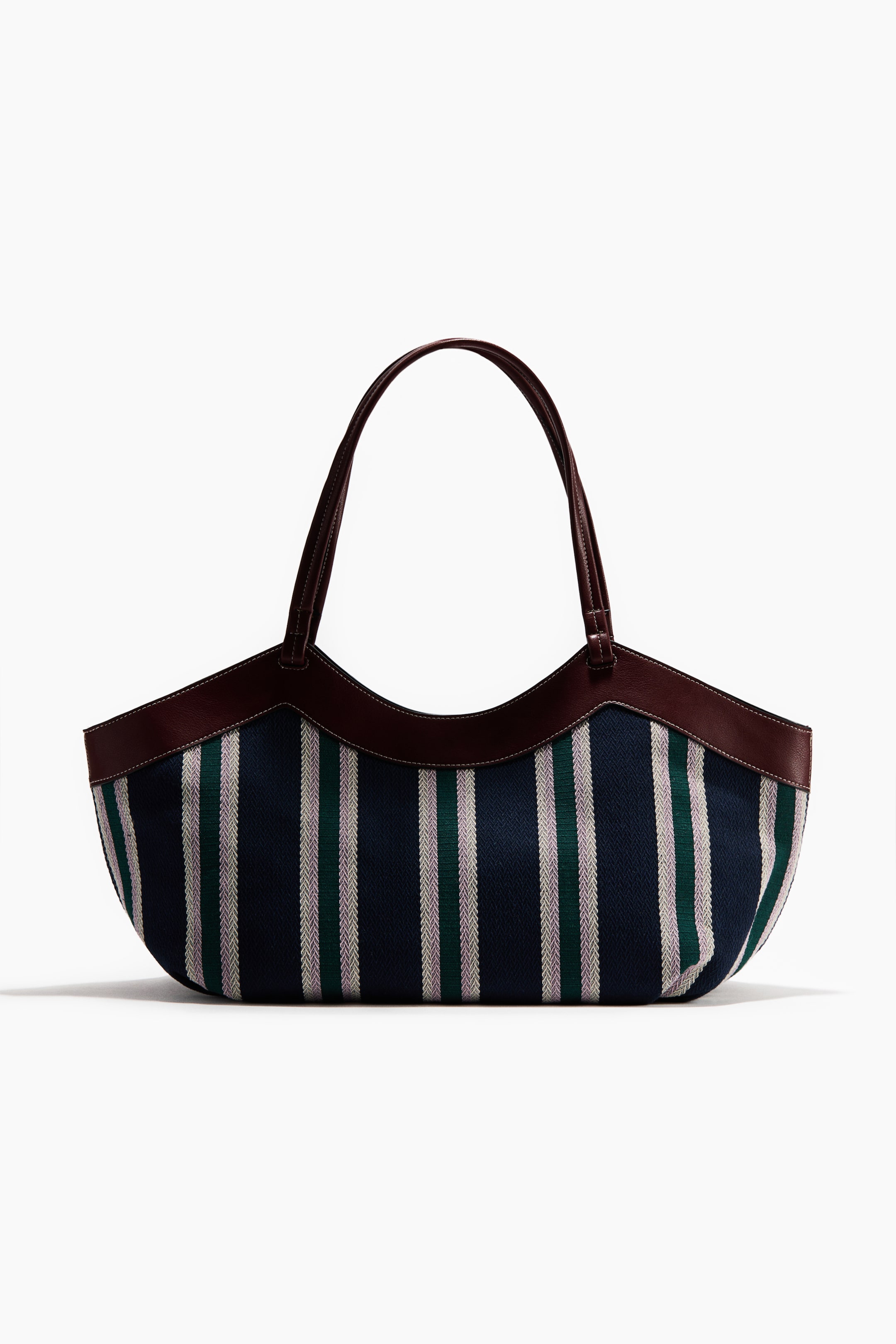 Herringbone Shopper - Navy Blue/striped