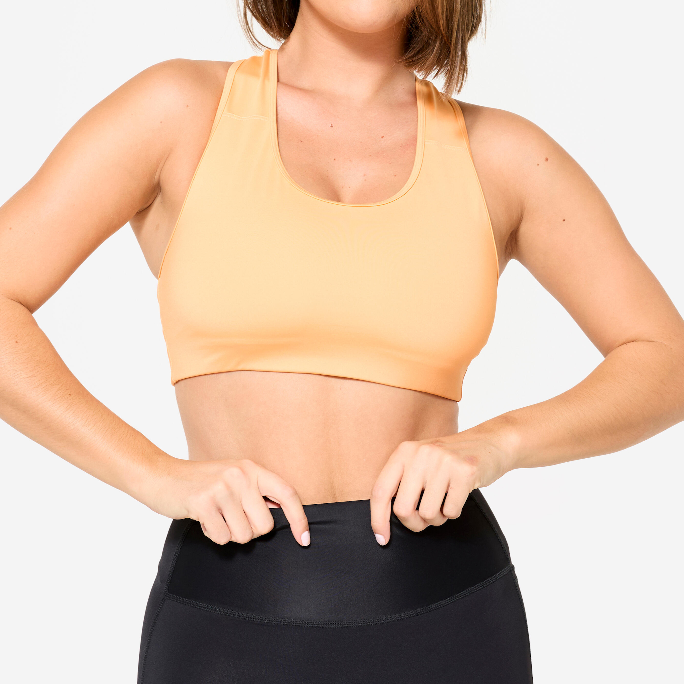 Decathlon Women's Moderate-Support Muscle Back Lined Sports Bra in Apricot Orange
