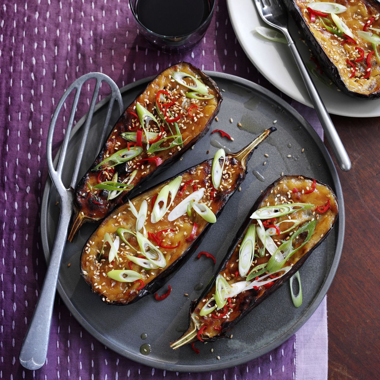 Grilled Miso Aubergine photo Madhouse Cookbook by Jo Pratt 