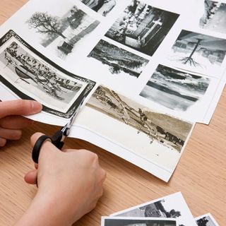 cutting photographs