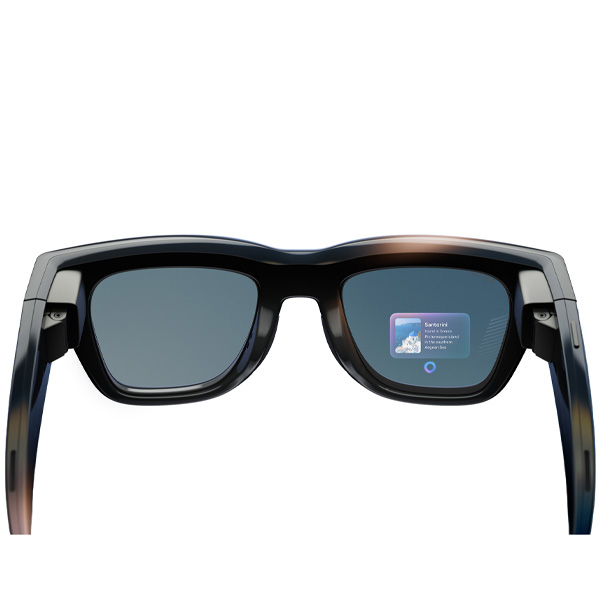An official product render of Meta Ray-Ban Display Glasses from the inside with the display visible