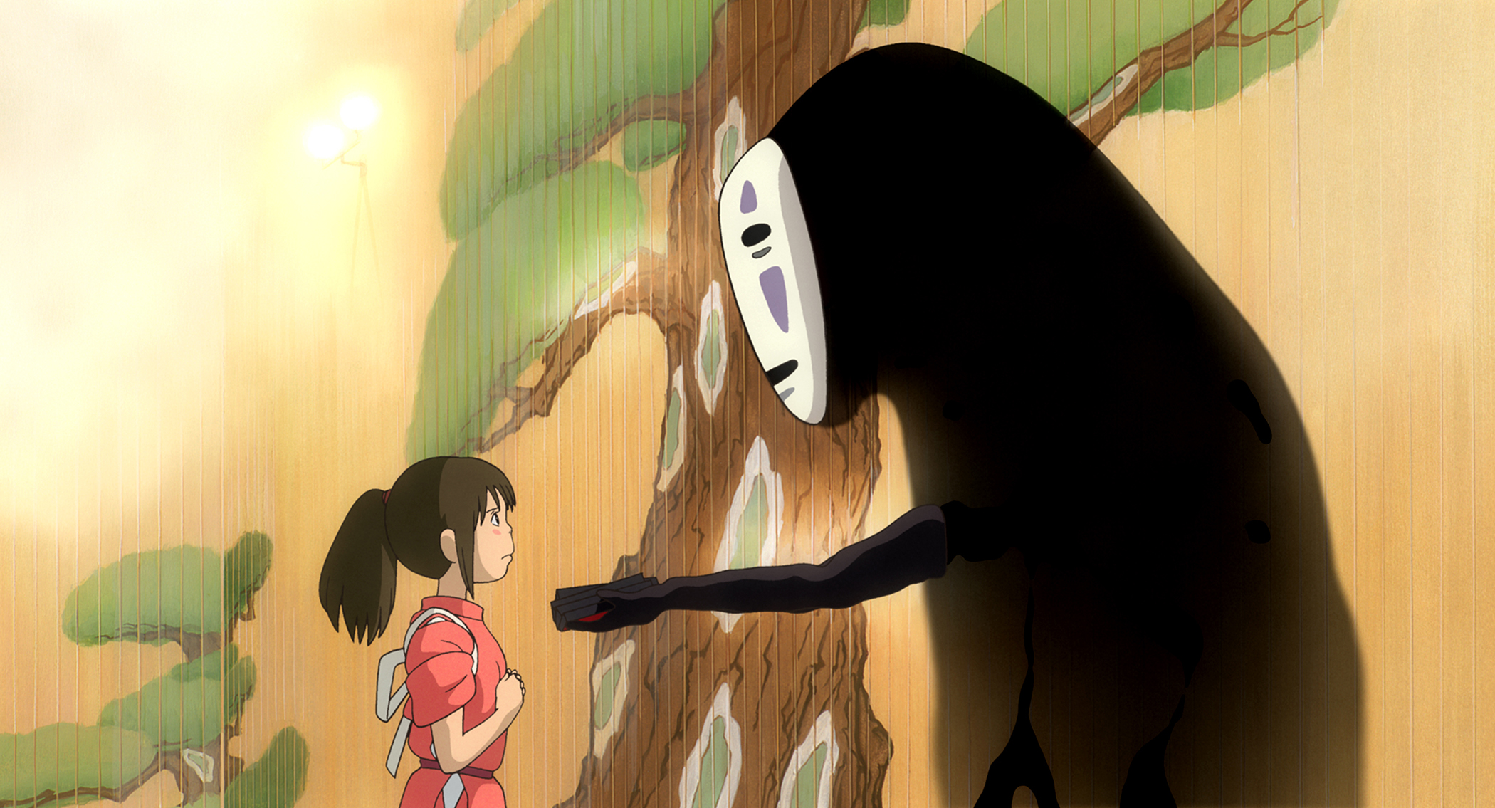 Chihiro møter magiske vesener i Chihiro og heksene (2001)