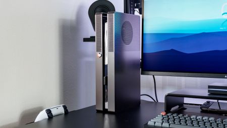 A PS5 Pro with BoxPlates console covers installed on a desk