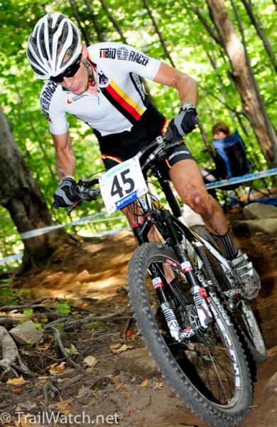 Marcel Fleschhut (Germany) rounds an uphill corner