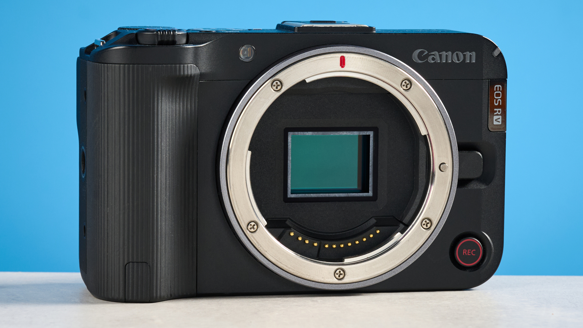 A black Canon EOS R50 V video-first camera