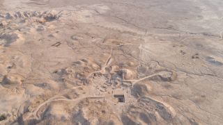 An aerial view of the Sumerian temple.