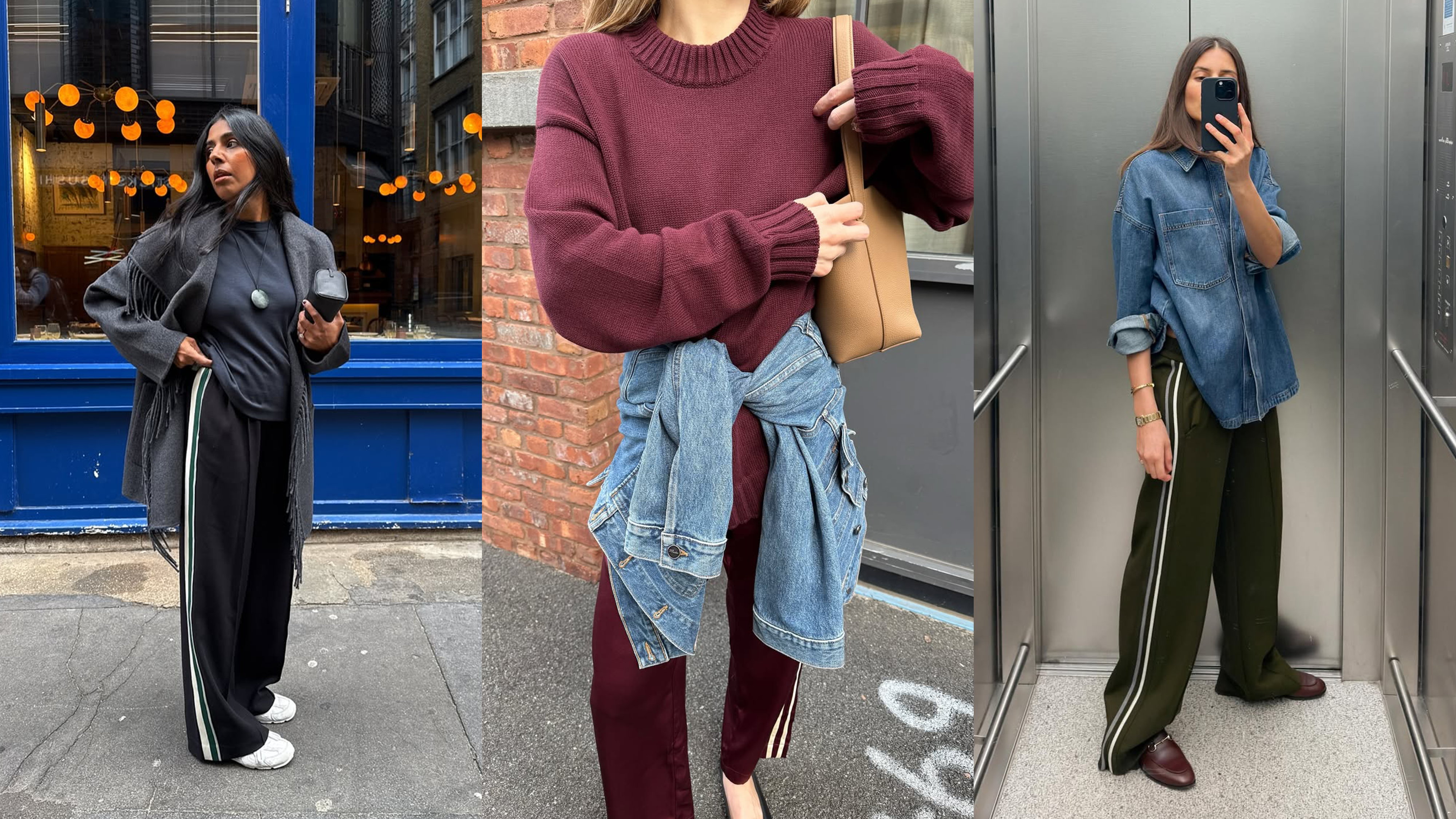 influencer wearing the track pants trend