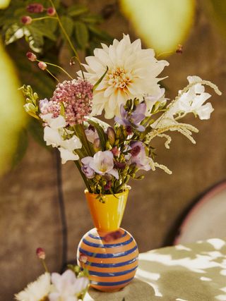 A bouquet of artificial dahlias