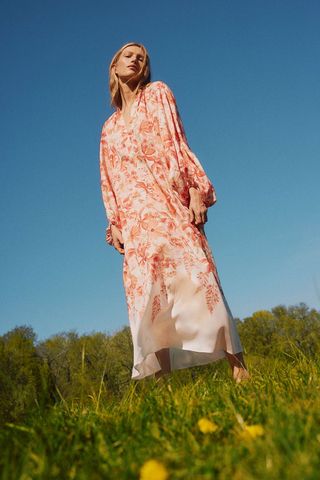 Balloon-Sleeved Maxi Dress