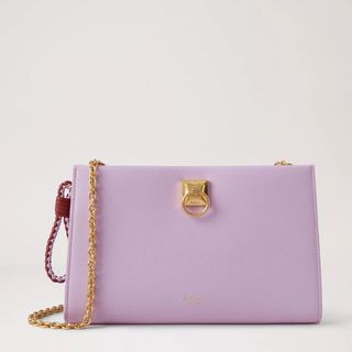 lilac wallet on a chain by Mulberry