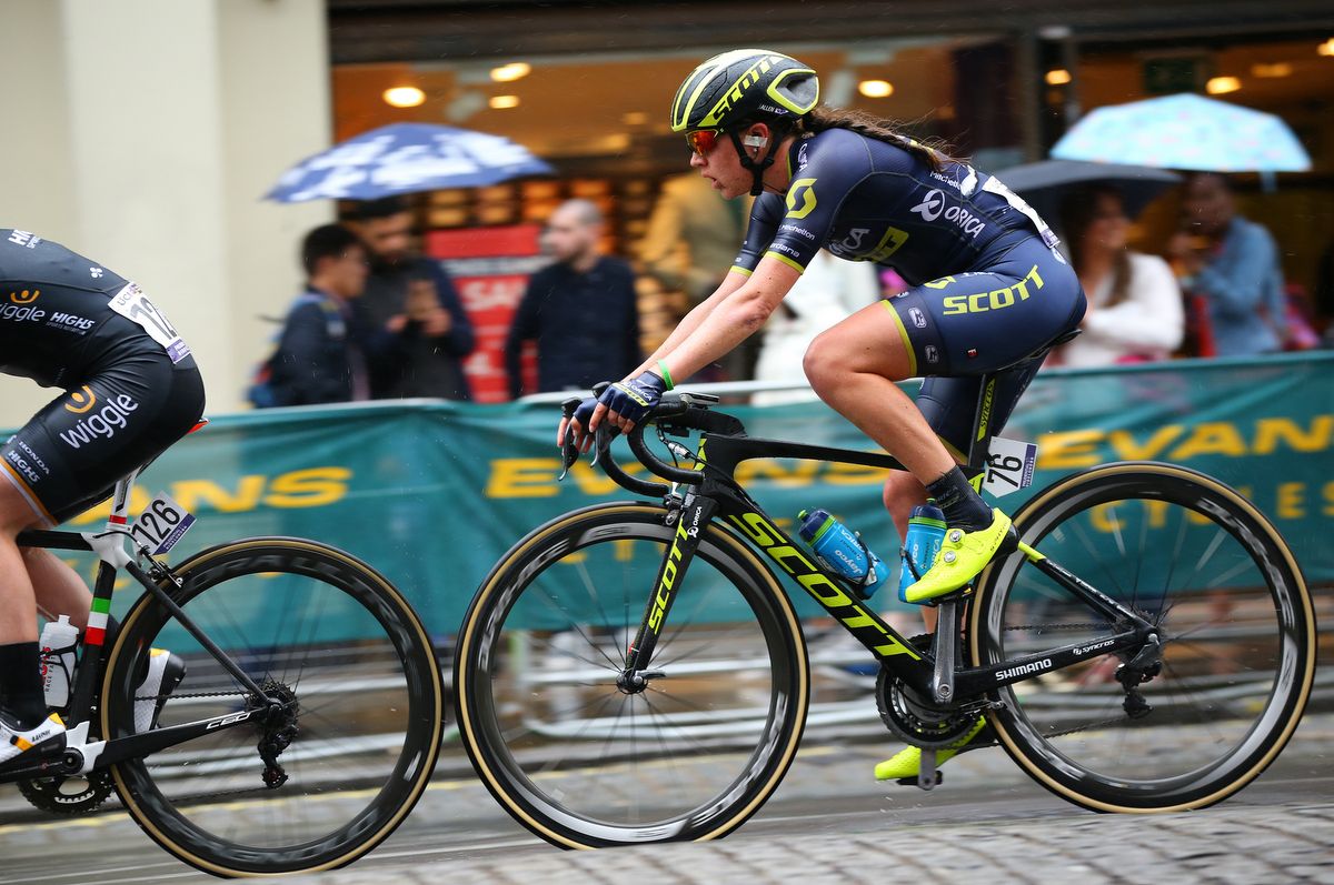 Jessica Allen riding in the peloton