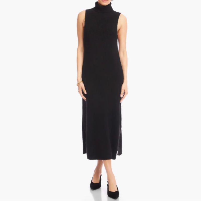 black roll neck dress