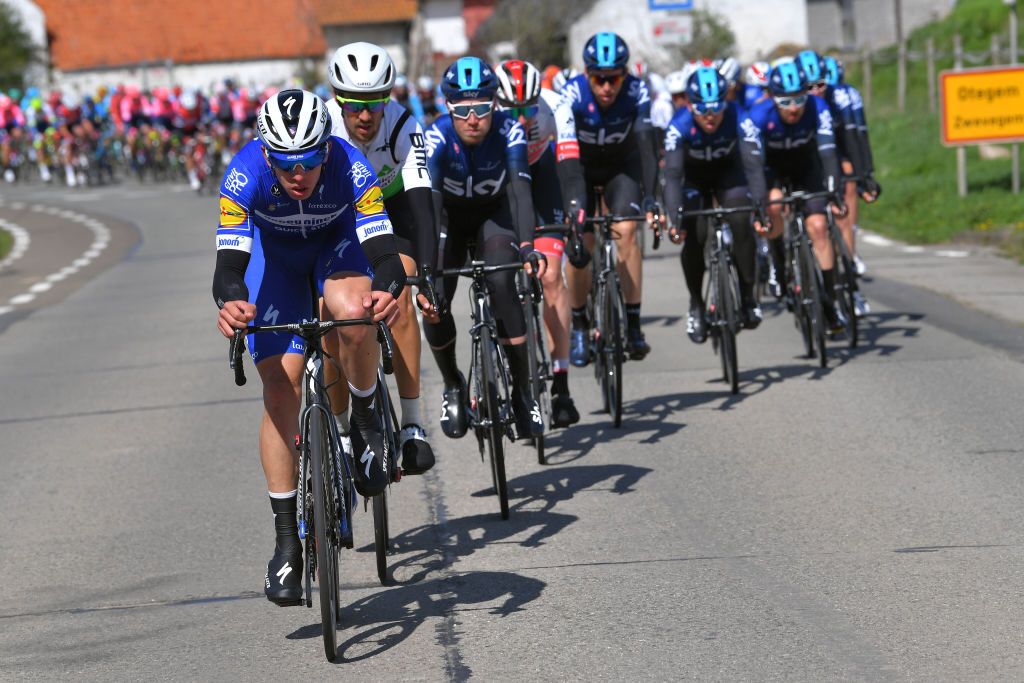 Alvaro Hodeg (Deceuninck-Quickstep) doing the work in Dwars door Vlaanderen