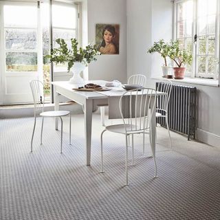 brintons carpet in dining area with white walls