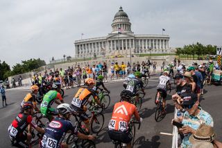 The peloton rolling through Salt Lake City